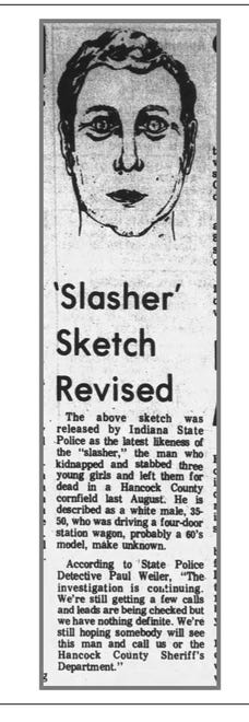 'Slasher sketch revised' headline from the Nov. 7, 1975 edition of The Daily Reporter in Greenfield.