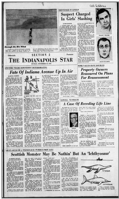 'Suspect charged in girls' slashing' headline from the Nov. 30, 1975 edition of The Indianapolis Star.