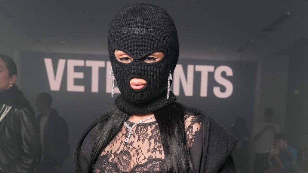 camila cabello paris fashion week ski mask