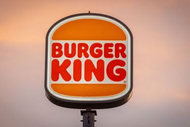 The sun shines on the logo of Burger King at branch of the fast food restaurant, on December 15, 2023 in Bristol, England. Founded in 1953 Burger King is an American-based multinational chain of hamburger fast food restaurants with branches across the globe including the UK.