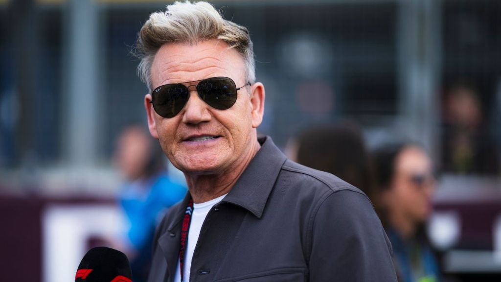 Gordon Ramsay, who recently tried Dua Lipa's mocktail recipe, looks on, on the grid prior to the F1 Grand Prix of Great Britain at Silverstone Circuit on July 07, 2024 in Northampton, England.